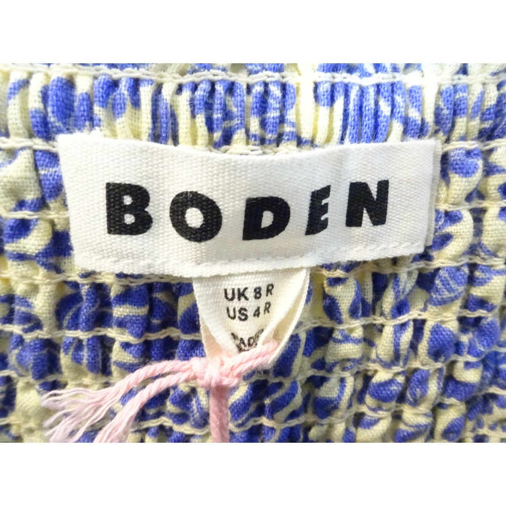 Boden Blue Floral Linen Cotton Maxi Dress Puff Sleeve Sweetheart Neck NWT US 4R - Picture 7 of 13